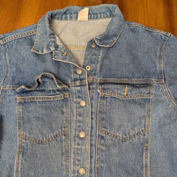 Vintage Jordache Blue Jean Denim Jacket Unisex - Large Medium Wash w/Pockets - Picture 3 of 16